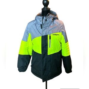 ZeroXposur Youth 10-12 Winter/snow hooded jacket Neon yellow, black and gray